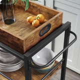VASAGLE Utility Cart Rustic Brown - Close-Up Angle