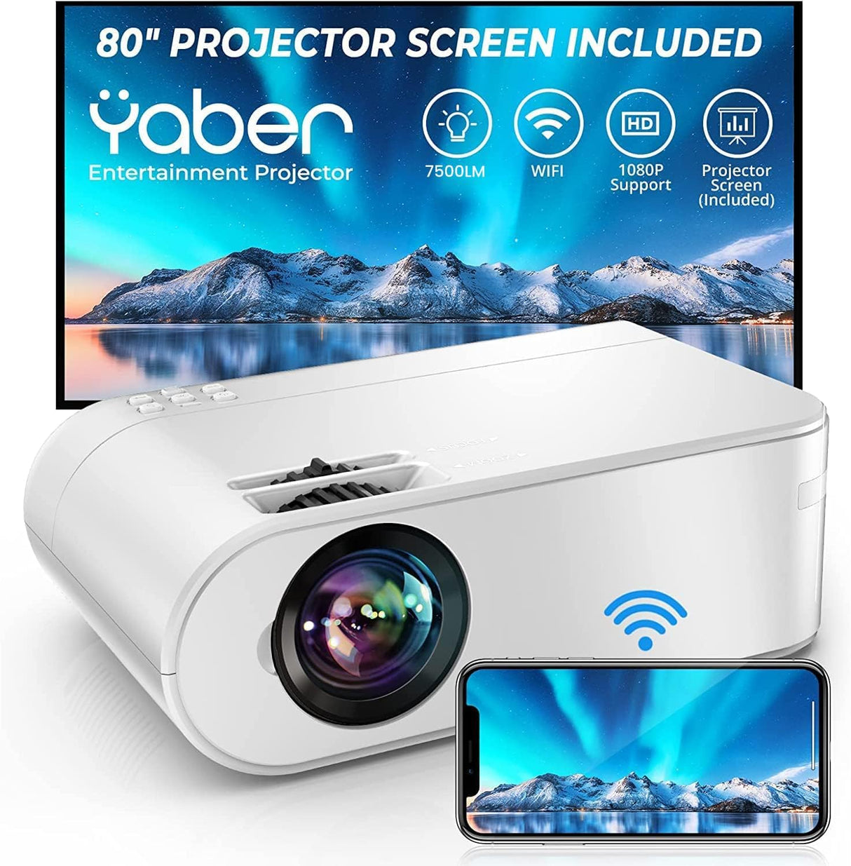 Compact YABER V2 720P Mini LCD Projector with WiFi and Enhanced Sound
