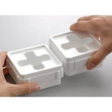 [6-PACK] INOMATA Japan Cross Stitching Small Items Storage Box (2pack) 8.5*8.5*9cm - Side View