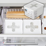 [6-PACK] INOMATA Japan Cross Small Items Storage Box Tall Size 11*13*8.7cm White - Side View