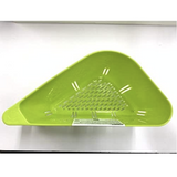 [10-PACK] KOKUBO Japan Single Handle Triangle Drain Basket Green - Top-Down View