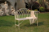 White Lavinia Iron Outdoor Bench - Front View
