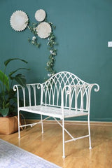 White Lavinia Iron Outdoor Bench - Side View