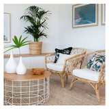 Cushion Cover-Coastal Fringe Natural-Palm Trees Natural-60cm x 60cm - 45-Degree Angle