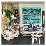 Cushion Cover-With Piping-Palm Trees Lagoon-35cm x 50cm - Top-Down View