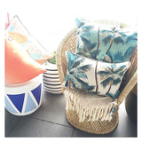 Cushion Cover-With Piping-Palm Trees Natural-35cm x 50cm - Close-Up Angle