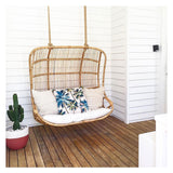 Cushion Cover-With Piping-Palm Trees Natural-60cm x 60cm - Rear View