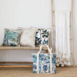 Cushion Cover-Coastal Fringe Natural-Palm Trees White-45cm x 45cm - 45-Degree Angle