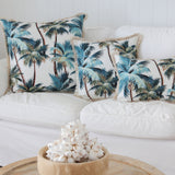 Cushion Cover-Coastal Fringe Natural-Palm Trees White-45cm x 45cm - Top-Down View