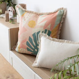 Cushion Cover-Coastal Fringe Natural-Solid Natural-35cm x 50cm - Low Angle