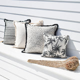 Cushion Cover-Coastal Fringe Natural-Solid Natural-60cm x 60cm - Top-Down View