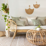 Cushion Cover-With Piping-Postcards Sage-60cm x 60cm - Top-Down View