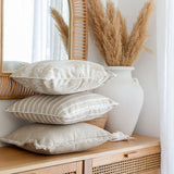 Cushion Cover-With Piping-Hampton Stripe Beige-45cm x 45cm - 45-Degree Angle