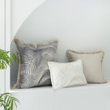 Cushion Cover-Coastal Fringe Natural-Seminyak Smoke-60cm x 60cm - Front View
