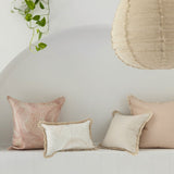Cushion Cover-Coastal Fringe Natural-Seminyak Biscuit-35cm x 50cm - Side View
