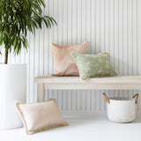 Cushion Cover-Coastal Fringe Natural-Postcards Sage-35cm x 50cm - Front View