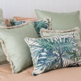 Cushion Cover-Coastal Fringe-Rainbows-Sage-35cm x 50cm - Top-Down View