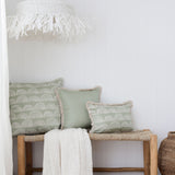 Cushion Cover-Coastal Fringe-Rainbows-Sage-35cm x 50cm - Front View