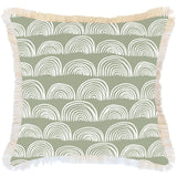 Cushion Cover-Coastal Fringe-Rainbows-Sage-60cm x 60cm