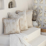 Cushion Cover-Coastal Fringe-Tall-Palms-Beige-45cm x 45cm - Side View