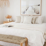 Cushion Cover-Coastal Fringe-Tall-Palms-Beige-45cm x 45cm - Top-Down View