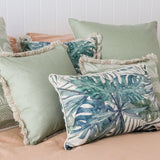 Cushion Cover-Coastal Fringe-Solid-Sage-60cm x 60cm - Front View