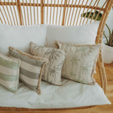Cushion Cover-Coastal Fringe-Tall-Palms-Mint-45cm x 45cm - Front View