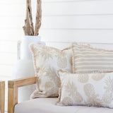 Cushion Cover-Coastal Fringe-Hampton Stripe Beige-45cm x 45cm - Front View