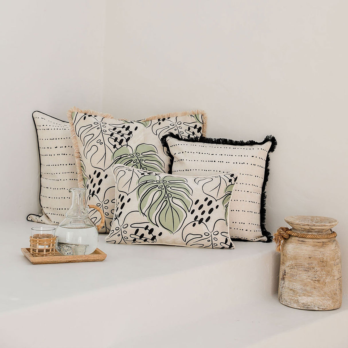 Cushion Cover-Coastal Fringe-Rainforest Sage-60cm x 60cm