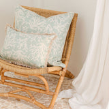 Cushion Cover-Coastal Fringe Natural-Coastal Coral Seafoam-35cm x 50cm - Front View