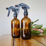 5x 500ml Amber Glass Spray Bottle + Trigger - Refillable Oil Dispenser - Top-Down View