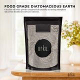 Orku 2Kg Fine Diatomaceous Earth - Food Grade FCC Fossil Shell Flour Powder - Front View