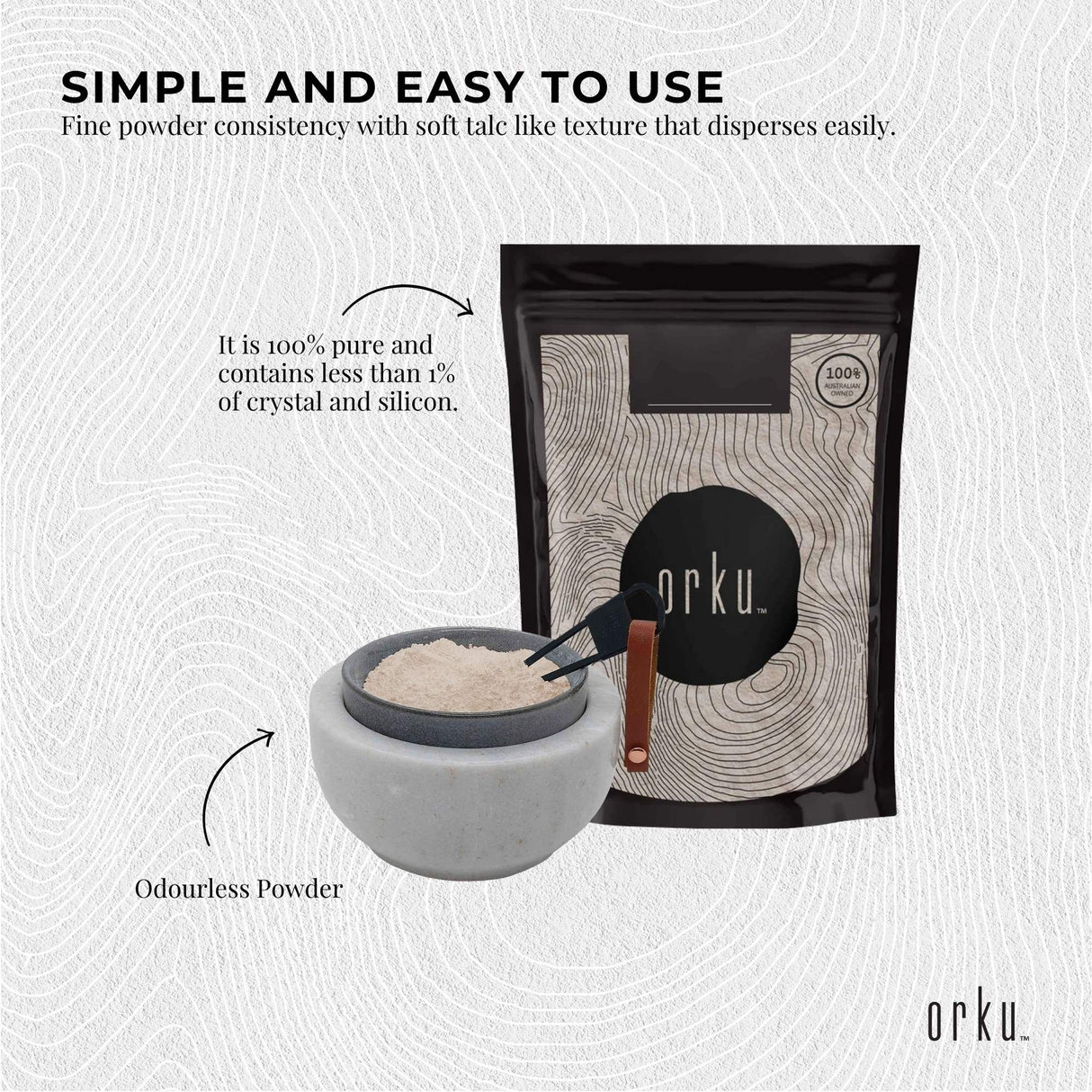 Orku 2Kg Fine Diatomaceous Earth - Food Grade FCC Fossil Shell Flour Powder