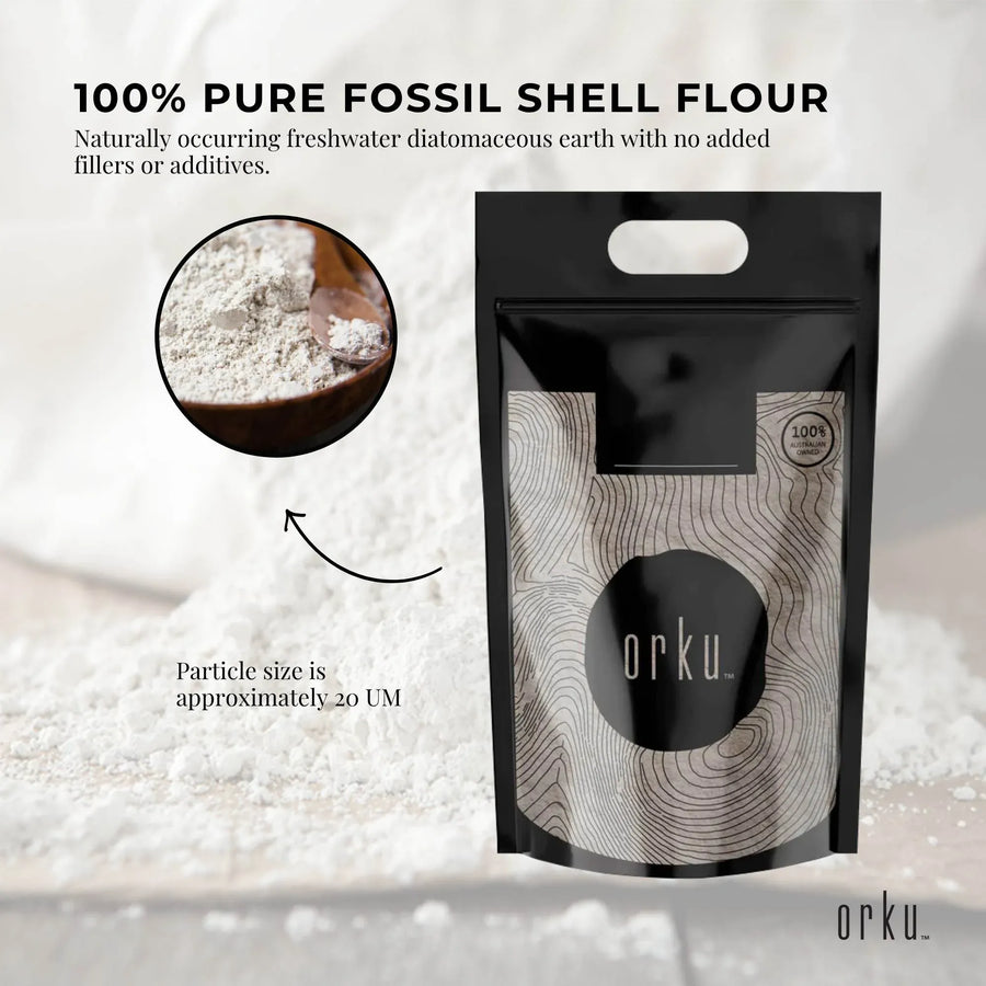 Orku 5Kg Fine Diatomaceous Earth - Food Grade FCC Fossil Shell Flour Powder