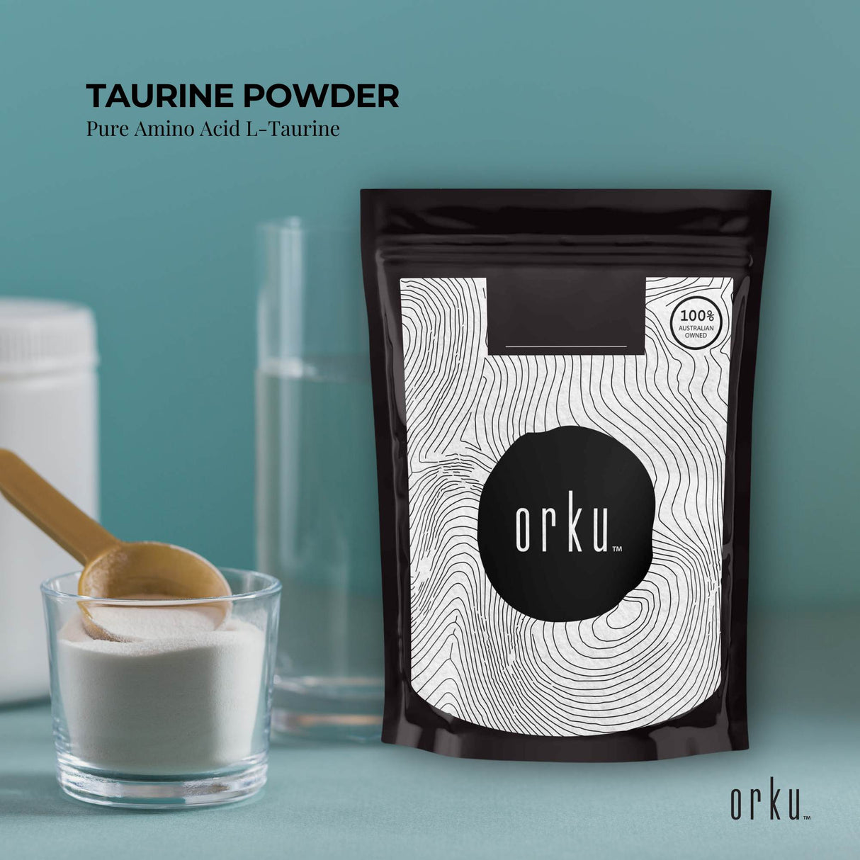 Orku 100g Taurine Powder - High Purity L-Taurine Amino Acid Ingredient