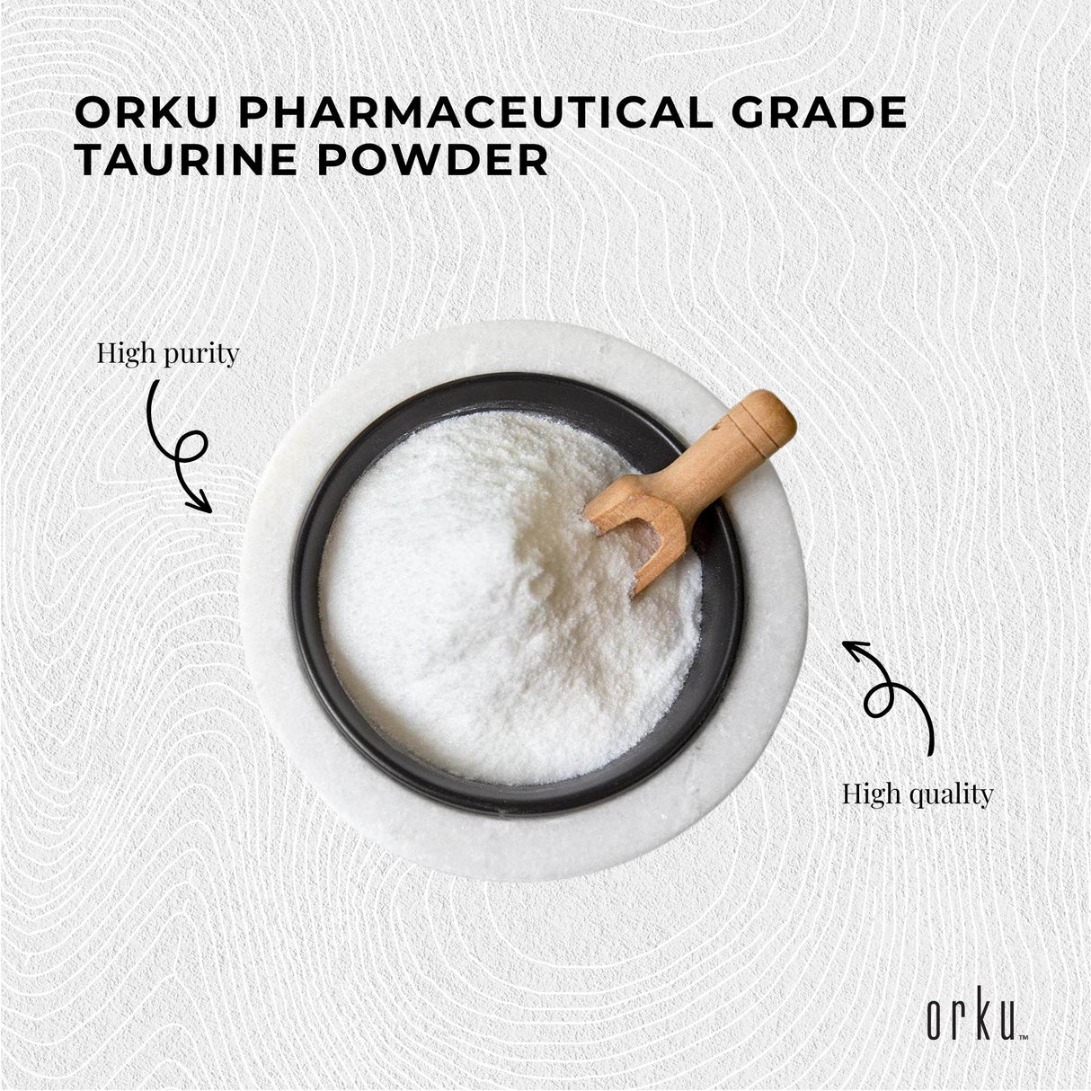 Orku 2Kg Taurine Powder - High Purity L-Taurine Amino Acid Ingredient