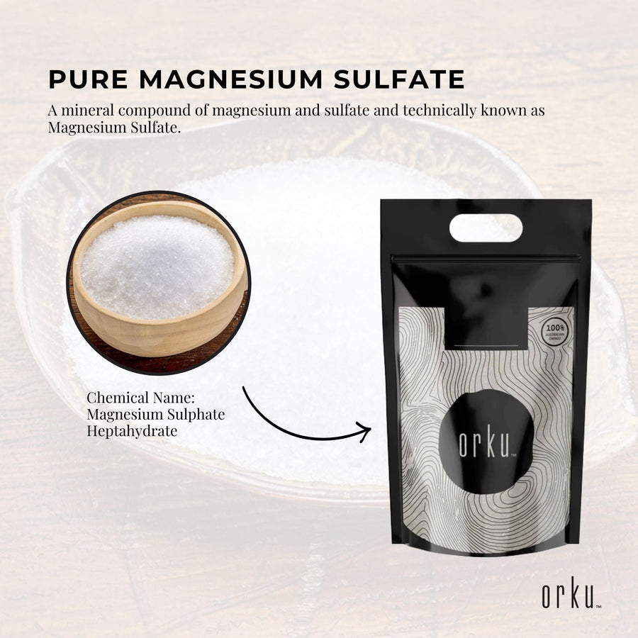 Orku 10Kg Epsom Salt - Magnesium Sulphate Bath Salts For Skin Body Sulfate