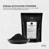 Orku 50g Activated Carbon Powder Coconut Charcoal -  Water Filtration - Side View