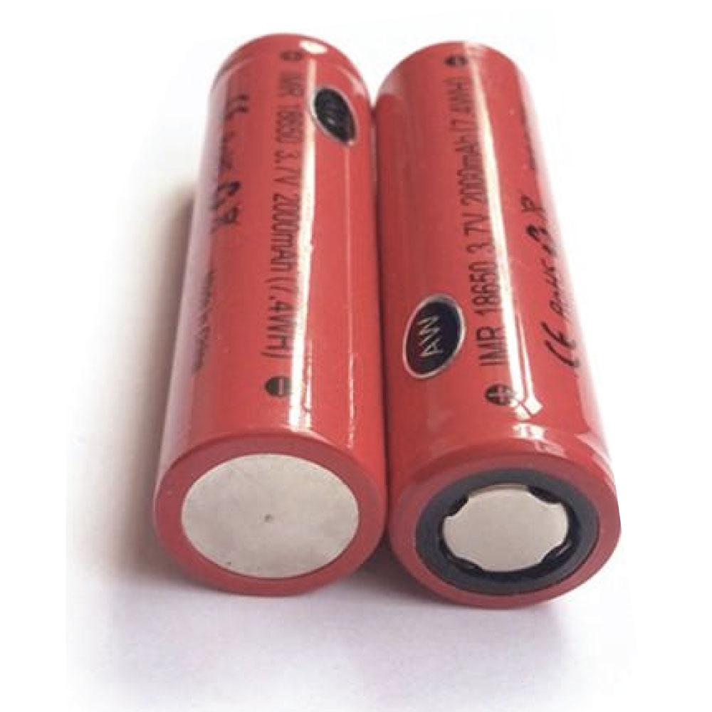 AW IMR 18650 Lithium Rechargeable Batteries - 2000mAh 3.7V Safe Chemistry (2-Pack)