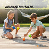 Social Hike High Bounce Hand Balls 4 Colour Pack - Rubber Super Bouncing Set - Front View