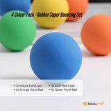 Social Hike High Bounce Hand Balls 4 Colour Pack - Rubber Super Bouncing Set - Side View