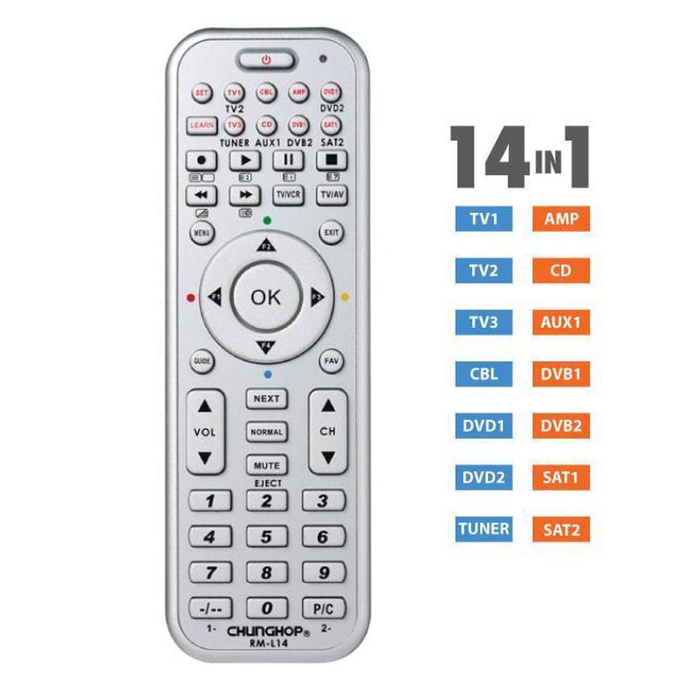 Versatile Universal Remote Control for TV, DVD, SAT Tuner, AUX, AMP, and CD – Compatible with Multiple Brands