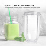 500ml Tall Cup Replacement Compatible with Magic Bullet Cross Blade Blender - Front View