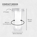 500ml Tall Cup Replacement Compatible with Magic Bullet Cross Blade Blender - Side View