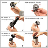 Gravity Salt or Pepper Grinder - Automatic Twist Grind Shakers Mills Electric - Front View