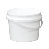 Bulk 10x 2L Plastic Buckets + Lids - Empty White With Handle - Small Food Pail - Front View