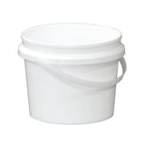 Kitchee Bulk 10x 2L Plastic Buckets + Lids - Empty White With Handle Small Pail - Front View