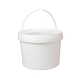 Kitchee Bulk 10x 2L Plastic Buckets + Lids - Empty White With Handle Small Pail