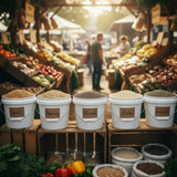 Kitchee Bulk 10x 10L Plastic Buckets + Lids - Empty White With Handle Large Pail - Top-Down View