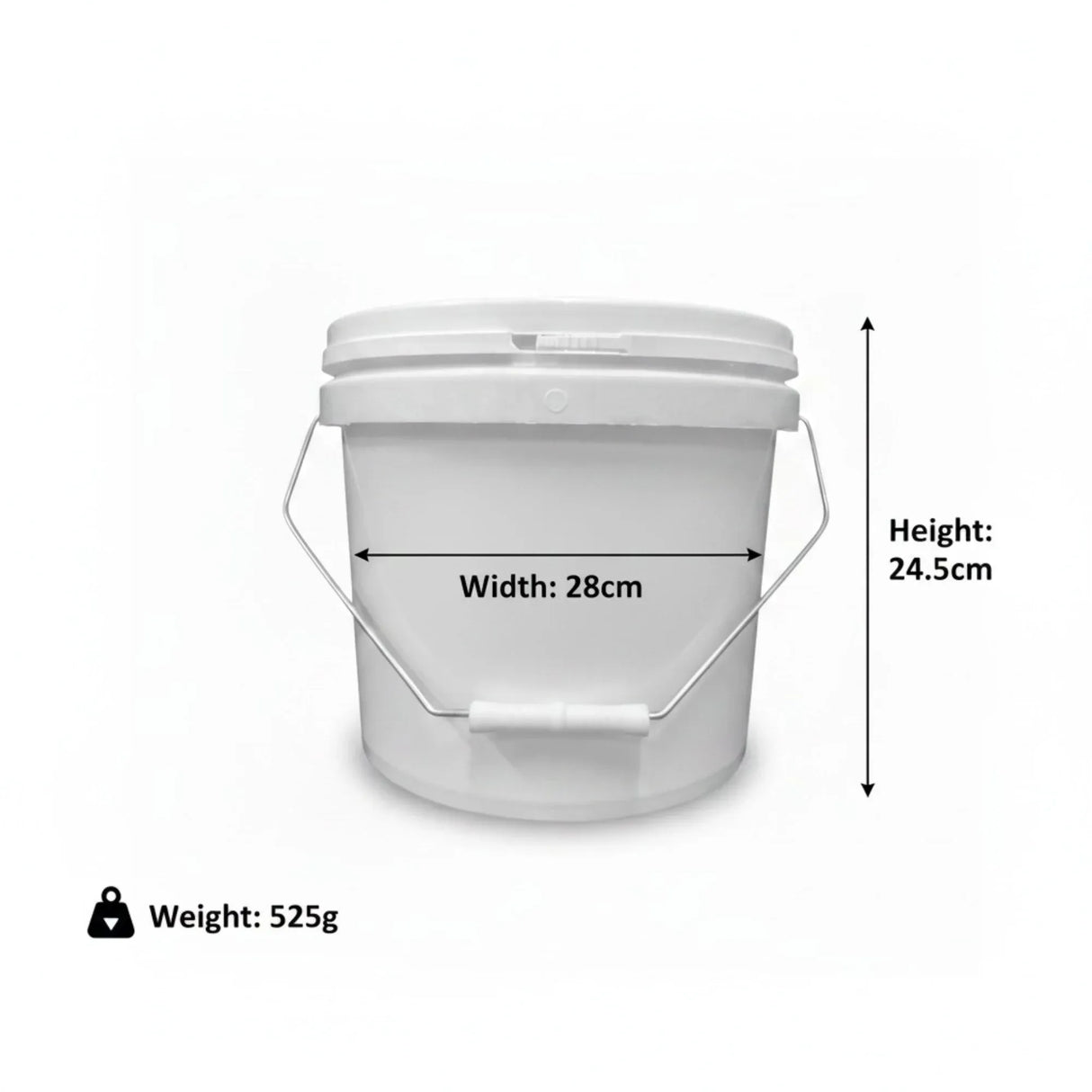 Kitchee Bulk 10x 10L Plastic Buckets + Lids - Empty White With Handle Large Pail
